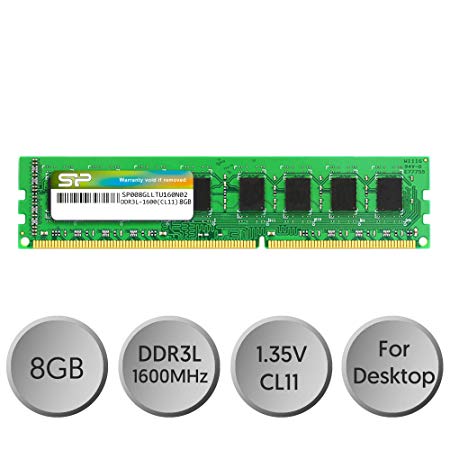 Silicon Power 8GB-DDR3L-RAM-1600MHz (PC3 12800) 240 pin CL11 1.35V Non ECC Unbuffered UDIMM-Desktop Memory Module - Low Voltage and Power Saving