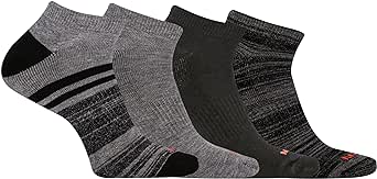 Merrell Men's and Women's Cushioned Midweight Low Cut Socks Pack-Moisture Management & Anti-Odor, Black (4 Pairs), Medium-Large