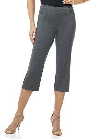 Rekucci Women's Ease in to Comfort Fit Capri with Button Detail