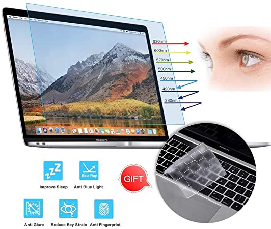 VIUAUAX MacBook Air 13 Inch Anti Blue Light Screen Protector - Anti Glare Eye Protection Filter for 2010-2017 Old MacBook Air 13 Model A1369 A1466 with Ultra Thin Keyboard Cover Protector (286X179mm)