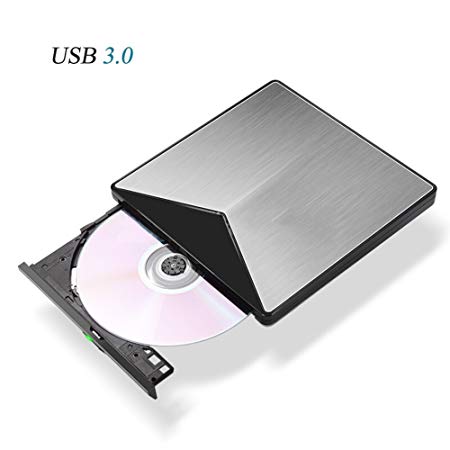 External DVD Drive, TunTun USB 3.0 External CD DVD Burner Drive, Portable Slim High Speed CD Player for Laptop Desktop Apple MacBook Air, Macbook Pro, Mac OS and Windows XP/Vista/7/8/10/Linux