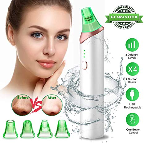Blackhead Remover, Blackhead Remover Vacuum Pore Cleaner Electric Blackhead Suction, Facial Skin Pore Cleanser Device Acne Comedone Extractor Tool USB Rechargeable with 4 Probes for Nose Face Women