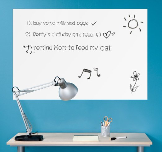 Wall26 - Removable Dry Erase Message Board Peel and Stick Decal Sheet w Black Marker Pen - 24 x 36