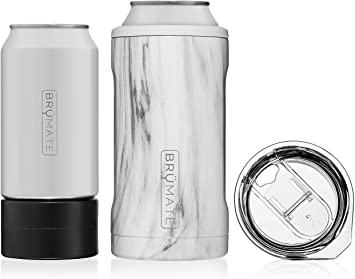 BrüMate HOPSULATOR TRíO 3-in-1 Stainless Steel Insulated Can Cooler, Works With 12 Oz, 16 Oz Cans And As A Pint Glass (Carrara)