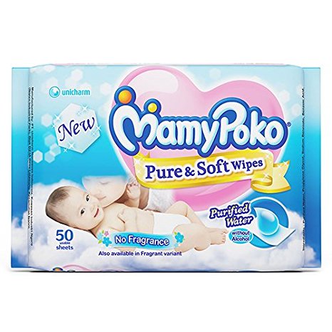 Mamy Poko Pure and Soft No Fragrance Wipes (50 Sheets)