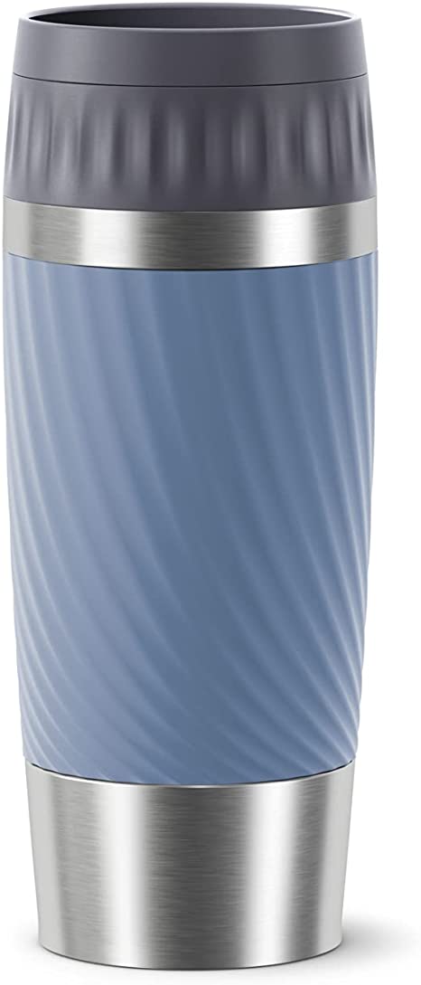 Emsa Easy Twist Travel Mug, Stainless Steel Plastic Silicone, Aqua-Blue, 360 ml