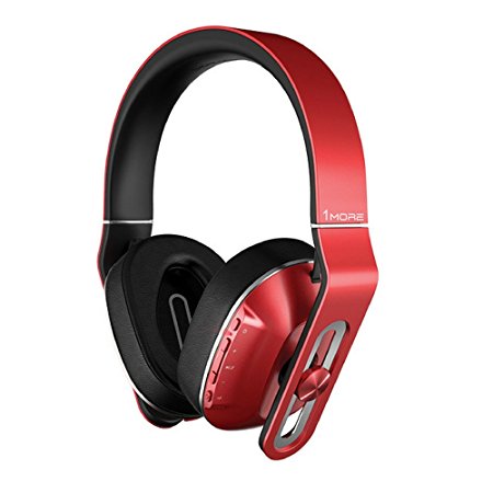 1MORE MK802 Bluetooth Wireless Over-Ear Headphones with Apple iOS and Android Compatible Microphone and Remote (Red)