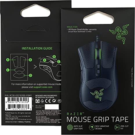 Razer Mouse Grip Tape - for Razer DeathAdder V2: Anti-Slip Grip Tape - Self-Adhesive Design - Pre-Cut (RC30-03210200-R3M1)