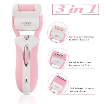 OU-BAND 3 In 1 Rechargeable Electric Lady Shaver/Callus Remover/Electric Hair Removal Epilator for Women - best foot care by cinderella's secret (Pink)