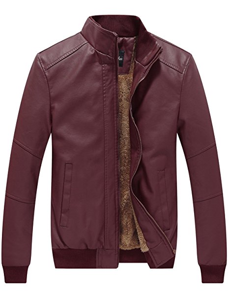 WenVen Men's Winter Fashion Faux Leather Jackets