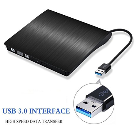 Ultra Slim External USB 3.0 CD/DVD-RW Writer Burner Player for Apple Macbook Pro Air Imac or Other PC/ Laptop