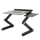 iCraze Adjustable Vented Laptop Table Laptop Computer Desk Portable Bed Tray Book Stand Multifuctional and Ergonomics Design Dual Layer Tabletop Black