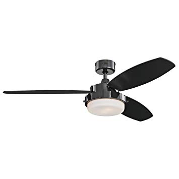 Westinghouse Lighting 7205300 Alloy 52-inch Gun Metal Indoor Ceiling Fan, LED Light Kit with Opal Frosted Glass