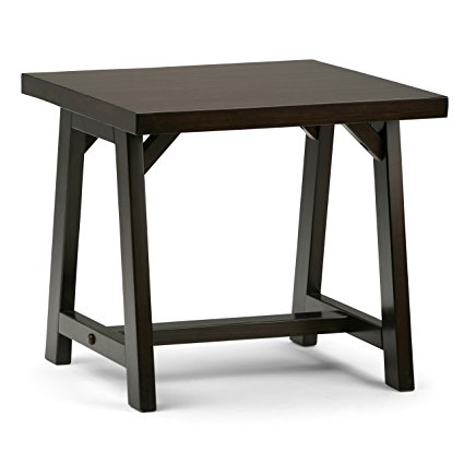 Simpli Home Sawhorse End Side Table, Dark Chestnut Brown