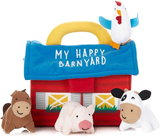 Carter's Soft Plush Baby Toy Activity Set, Soft Barn with Rattle, Crinkle and Squeak Farm Animal Toys, Barnyard, One Size (67774-KP)