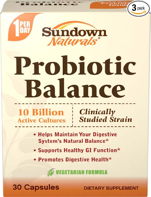 Sundown Naturals Probiotic Balance, 30 Capsules (Pack of 3)