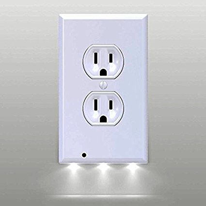 LED Wall Outlet GuideLight - Safety Power Outlet Wall Cover With LED Night Lights, Easy Snap On Outlet Cover Plate