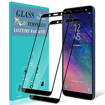 TAURI [2 Pack] for Samsung Galaxy A6 2018 Screen Protector Tempered Glass [Full Coverage] [9H Hardness] [Bubble Free] Protective Film - Black
