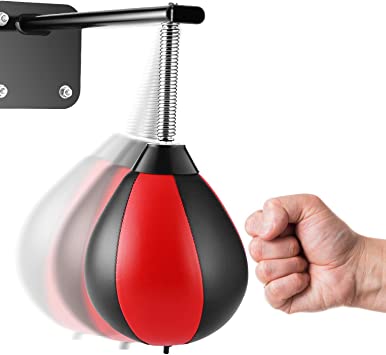 Aceshin Speed Bag Wall Hanging Boxing Punching Bag Stress Relief Training Ball Home Outdoors Gift for Boys Him Father Kids (Red)