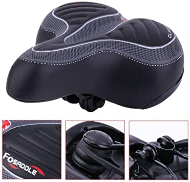Syhonic Comfort Bike Seat for Men/Women - Wide Big Bum Bicycle Gel Cruiser Extra Comfort Sporty Soft Pad Saddle Seat,Most Comfortable Replacement Bicycle Saddle Fit for Exercise Bike & Outdoor Bike