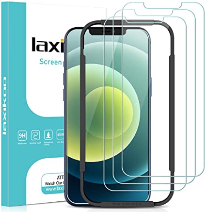 laxikoo 3 Pack Screen Protector Compatible with iPhone 12 Mini (5.4 inch), 9H Hardness Tempered Glass Film with Easy Installation Alignment, Bubble Free, Case-Friendly, Anti Scratch, HD Clarity