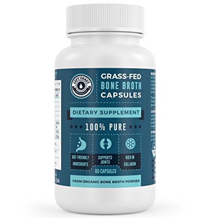 Organic, Grass-Fed Bone Broth Protein Powder Capsules - Protein, Collagen Supplement. Supports Nails, Hair, Joints and Gut Health. USDA Certified Organic Left Coast Performance: 60 Count