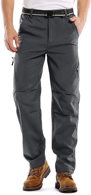 Jessie Kidden Mens Waterproof Pants Hiking Snow Ski Fleece Lined Insulated Soft Shell Winter Pants