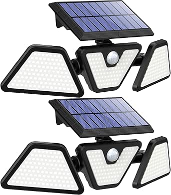 Solar Outdoor Lights, 275 LED Motion Sensor Outdoor Lights, 270° Wide Angle IP65 Waterproof, Solar Flood Security Lights for Front Door Yard Garage, 2 Pack