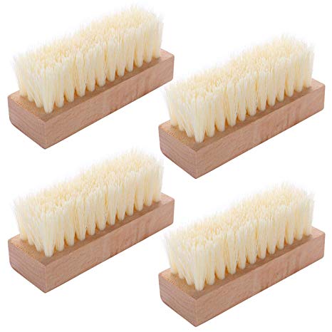4 Pieces Non-Slip Wooden Hand Nail Brush for Toes and Nails Cleaning
