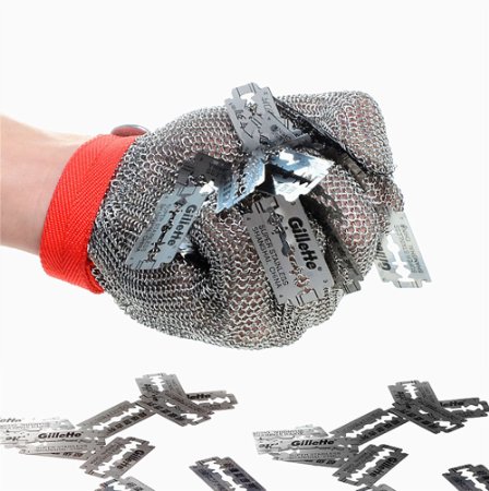 Inf-way 304L Brushed Stainless Steel Mesh Cut Resistant Chain Mail Gloves Kitchen Butcher Working Safety Glove 1pcs (Large)