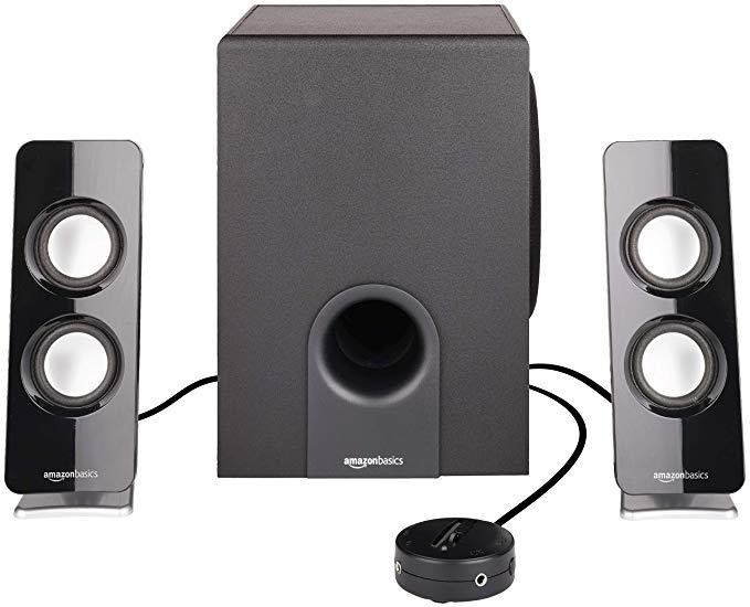 AmazonBasics AC Powered 2.1 30W Bluetooth Computer Speakers with Subwoofer