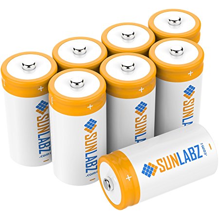 SunLabz C Rechargeable Batteries (8 Pack) Ultra-Efficient NiCd 3000mAh