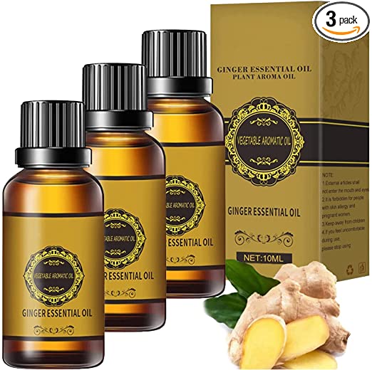 3PCS Belly Drainage Ginger Oil, Lymphatic Drainage Ginger Oil Tummy Ginger Oil Ginger Massage Oil Ginger Essential Oil for Swelling