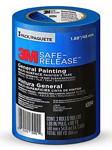 3M Original Blue Painters Tape 3 Pack - Masking Tape for Painting, Crafts and DIY - Professional Grade Paint Tape, UV Resistant, Multi-Surface Safe Release