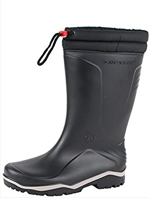 Dunlop Blizzard Warm Black Fleece Linned Padded Collar Wellington Boots