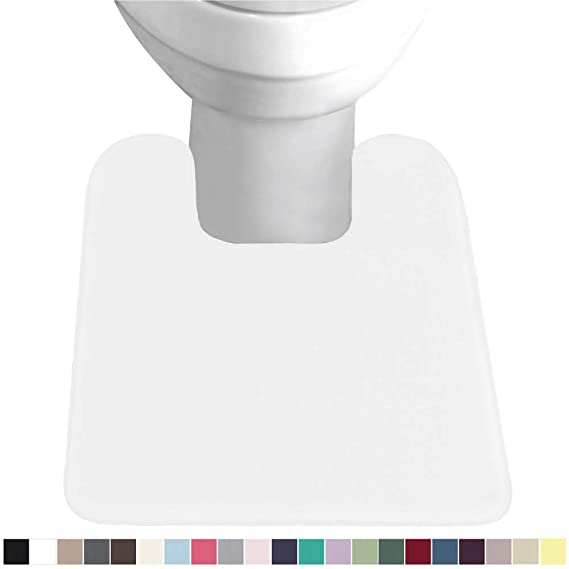 GORILLA GRIP Original Thick Memory Foam Contoured Toilet Bath Rug 22.5x19.5, Square, Cushioned, Soft Floor Mat, Absorbent Cozy Bathroom Rugs, Machine Wash and Dry, Plush Bath Room Carpet, Bright White