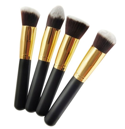 Generic 4 Pieces Pro Foundation Makeup Tools Cosmetic Brush Blending Face Eye Brush Kit Sets,Gold