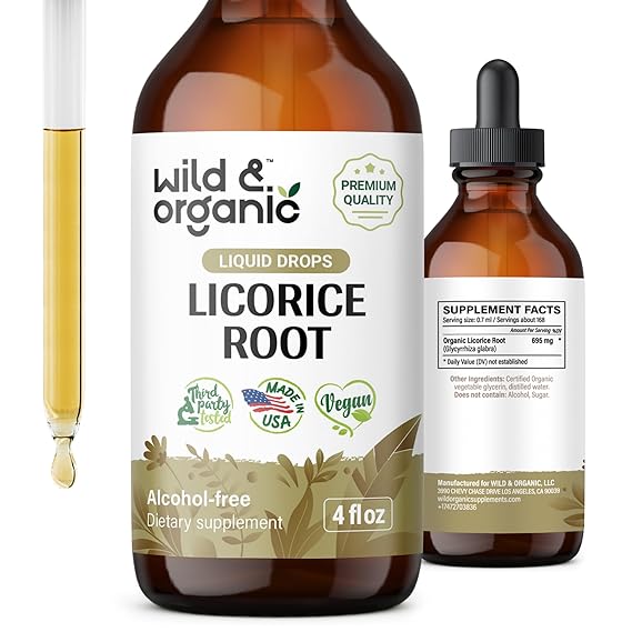 Licorice Root Liquid Extract - Organic Licorice Root Supplement for Respiratory Health & Digestion Support - Glycyrrhiza Glabra Tincture - Vegan, Alcohol Free Drops - 4 fl oz