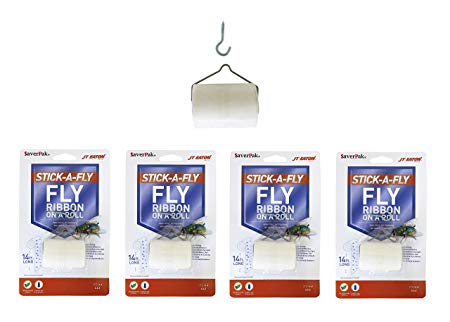 $averPak 4 Pack- Includes 4 JT Eaton 14 Foot Long Stick-A-Fly Glue Fly Strip Ribbons