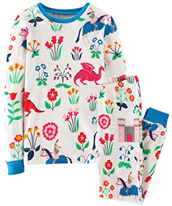 Fiream Girls 2 Piece Pajamas Sets Cotton Toddler Sleepwears