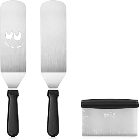 New Star Foodservice 1029161 Commercial-Grade 3-Piece Stainless Steel BBQ Spatula Set