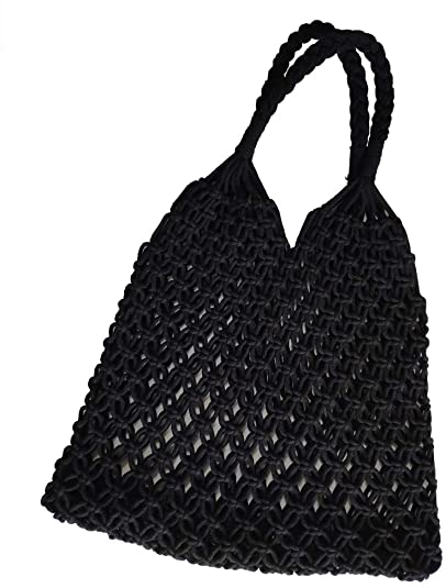 Hixixi Cotton Rope Travel Beach Fishing Net Handbag Shopping Woven Shoulder Bag for Women Girls