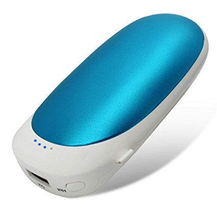 5200mAh USB Rechargeable Electric Hand Warmer,Vshow Baby Dolphin Double-Side Pocket Warmer /Emergency Phone Charger for iPhone /Samsung Galaxy - Blue