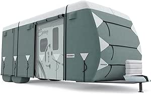 KING BIRD Upgraded Travel Trailer RV Cover, Heavy Duty 5 Layers Tearstop-Tec™ Anti-UV Top Panel, Durable Camper Cover, Fits 35'- 38' Motorhome-Breathable, Water-Repellent, Rip-Stop