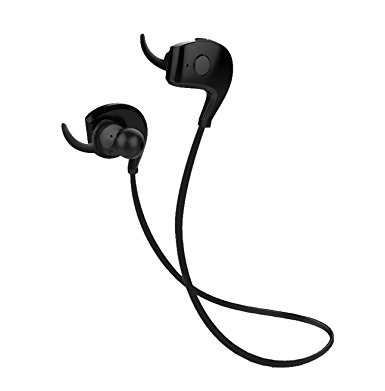 Wireless Sport Headphones, Amotus Bluetooth Headset V4.1 Audiophile Bass Hi-Fi Stereo Sweatproof Earbuds Built-in Mic for Sports, Workout (Black)