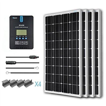 Renogy 400 Watt 12 Volt Monocrystalline Solar Starter Kit with 40A Rover MPPT Charge Controller