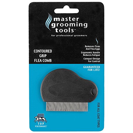 Master Grooming Tools Contoured Grip Flea Combs — Ergonomic Combs for Removing Fleas
