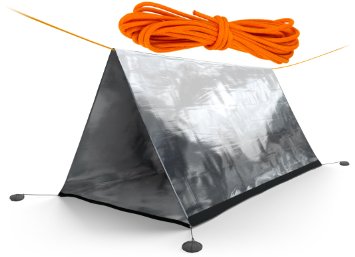 SURVIVOR X Emergency Shelter Tube Tent - Paracord 550 (Military Grade) Suspension - Super Lightweight Mylar Designed by NASA to Reflect & Retain 99% Body Heat - Integral Part of a Zombie Survival Kit