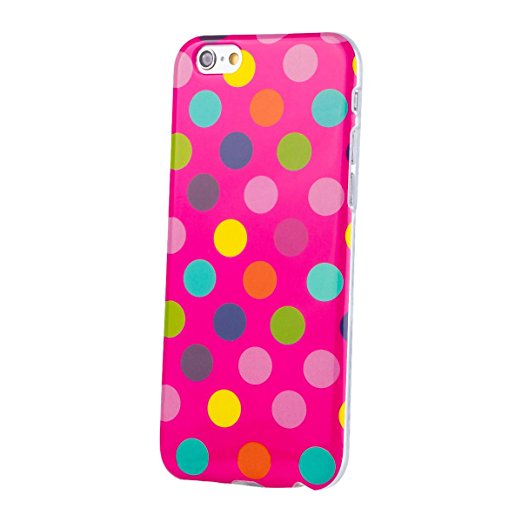 Apple iPhone 6S / 6 | iCues Polka Dot Case Pink / multi-coloured | [Screen Protector Included] Durable Fashion Shell Cute Glossy Cover TPU Pattern Women Girl