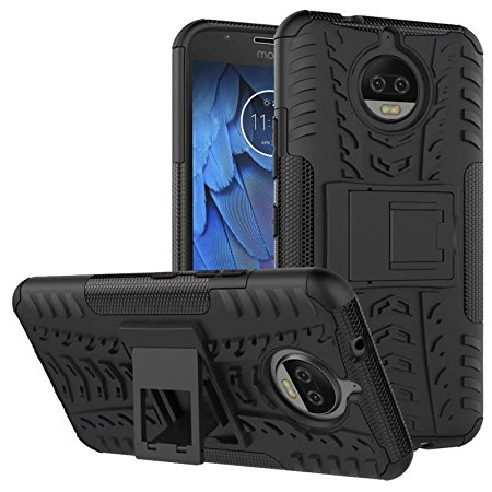 DMG Protective Heavy Duty Dual Layer KickStand Back Cover Case for Moto G5s 5.2inch 2017 Edition - Black